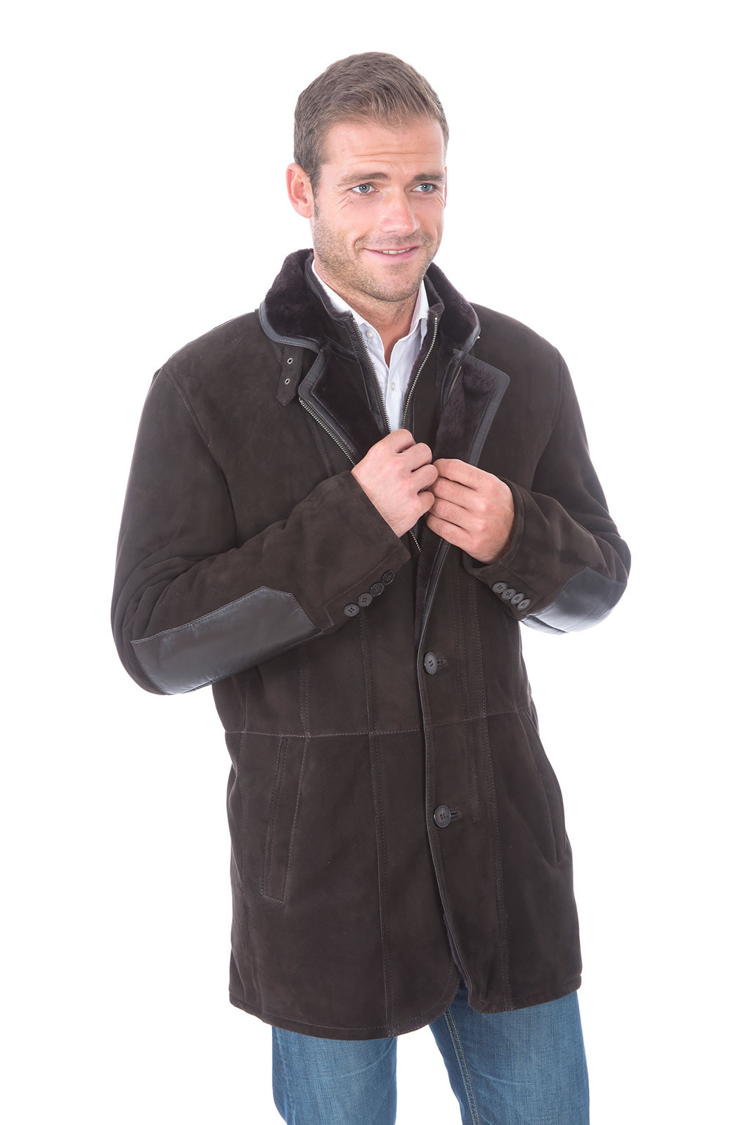Merzmann Merino Lammfell Jacke sportiv dunkelbraun von Mersmann - 84871