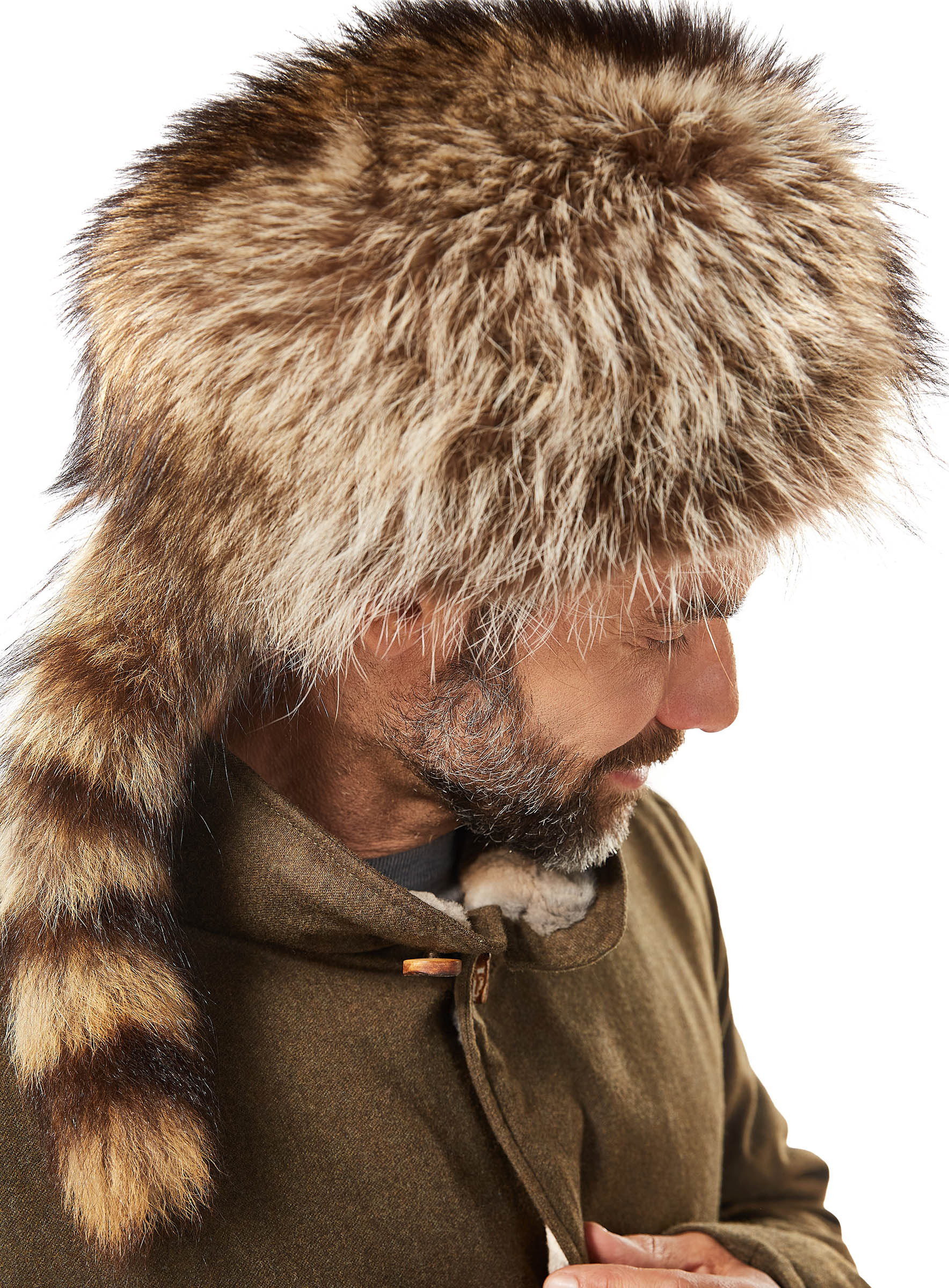 Herren Waschbär Trapper Mütze für Jäger