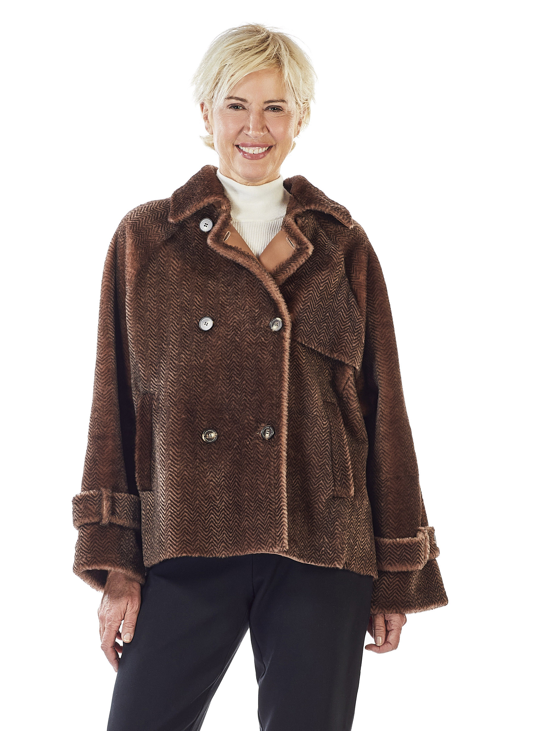 Stylische Lamm Nappa Merino Jacke in dunkelbraun