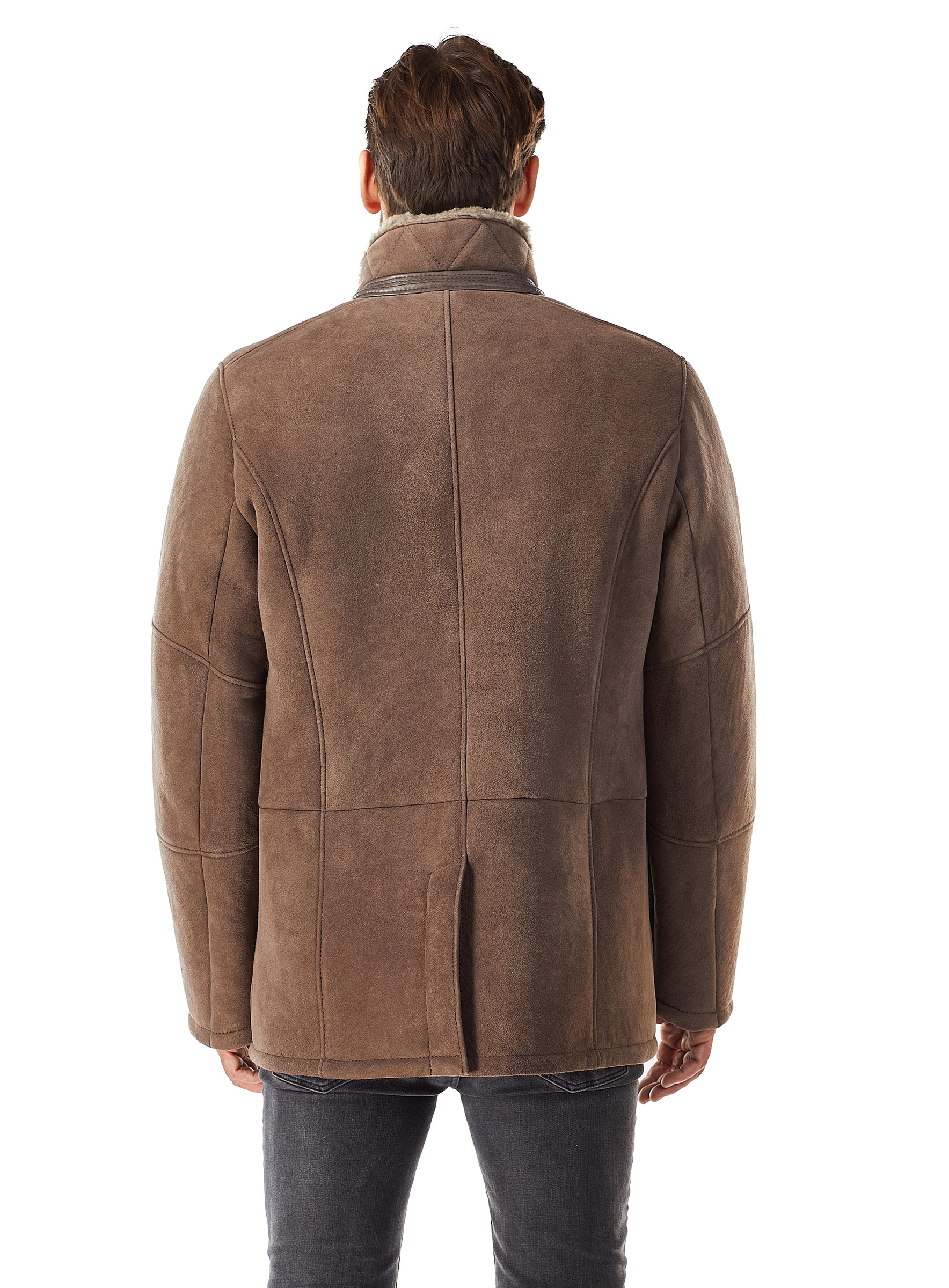 Sportive Lammfell Jacke taupe von Werner Christ