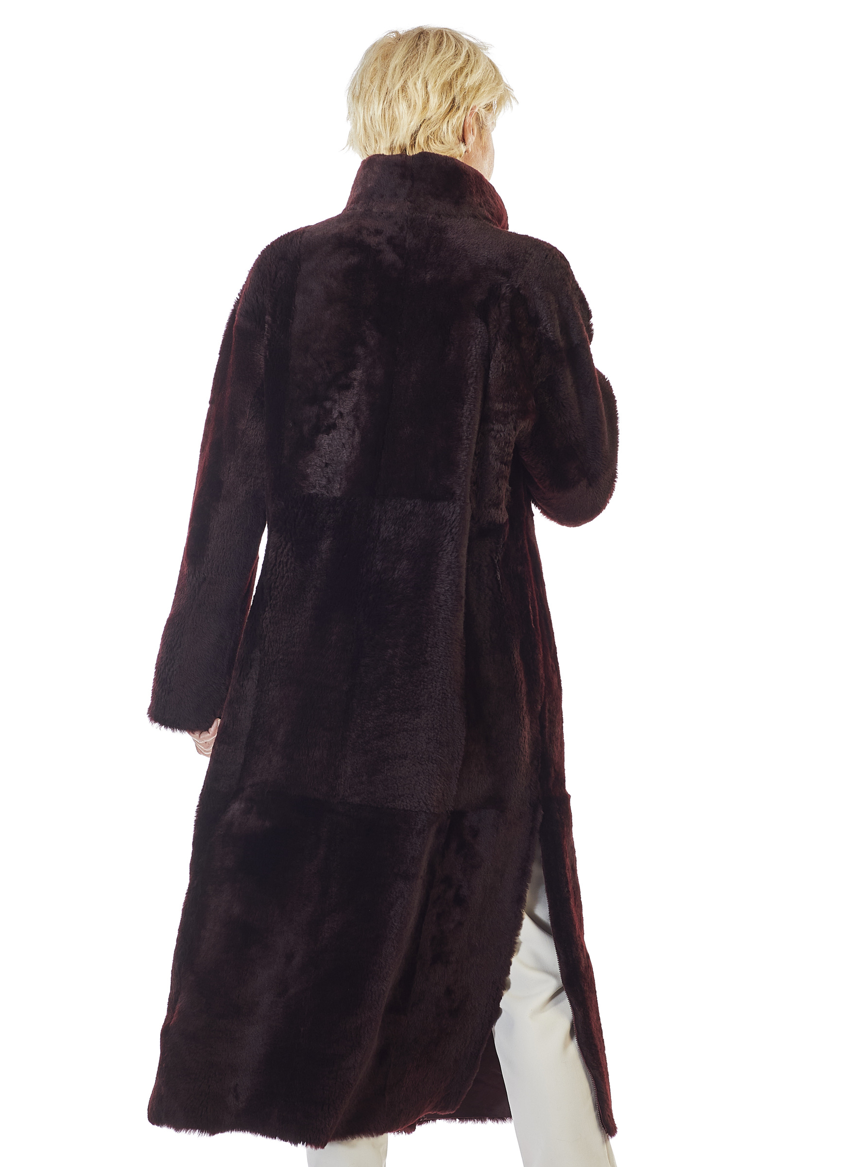 Langer Lammfell Wendemantel bordeaux von Werner Christ