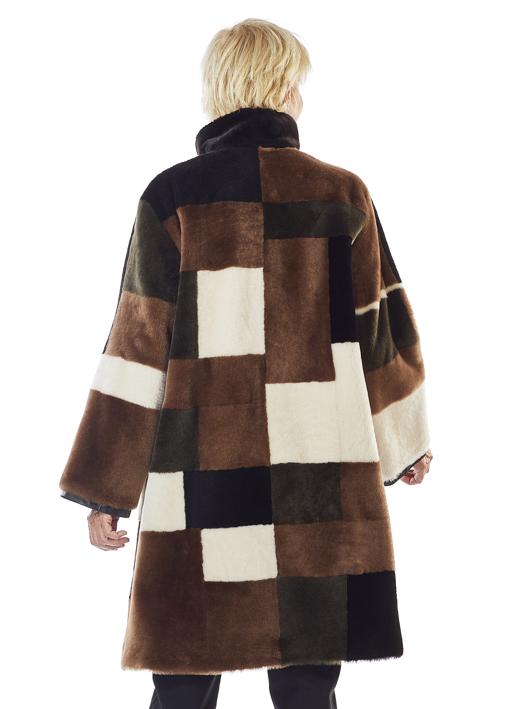Merinolamm Patchwork Kurzmantel Manzoni24 grün