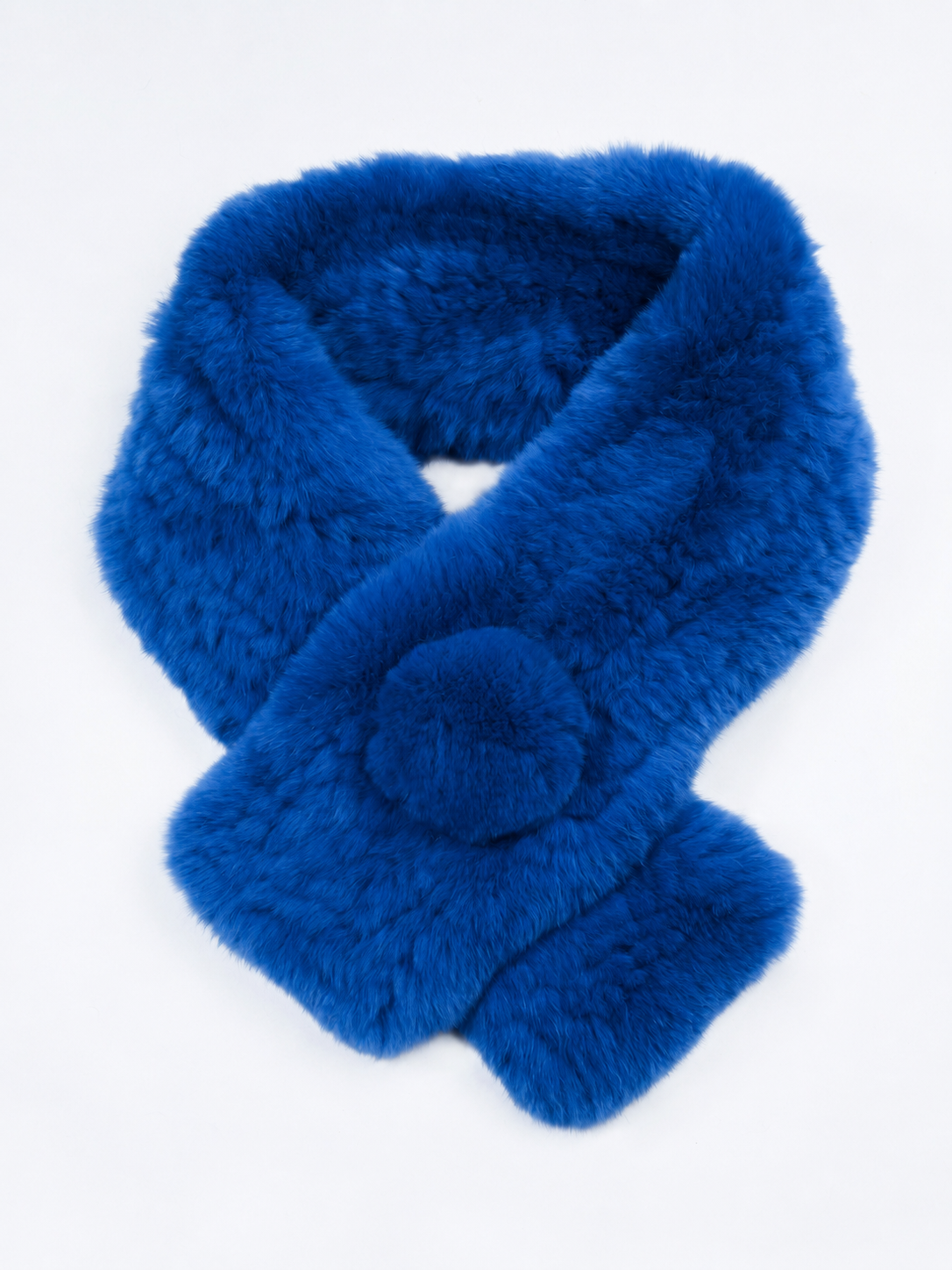 Rexkanin Pelzschal electra blau mit Bommel