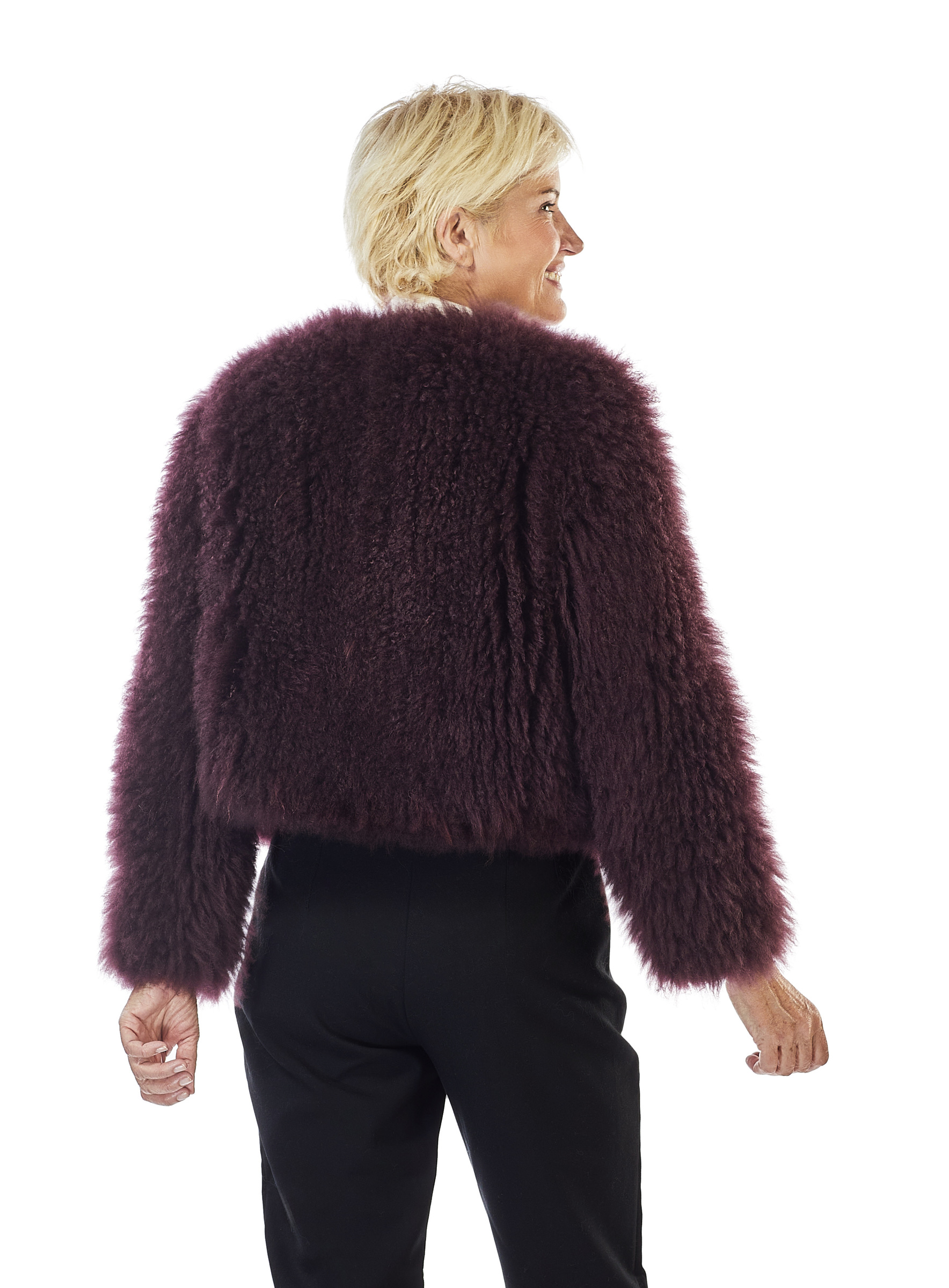 Cashmere-Ziegenfelljacke in Bordeaux