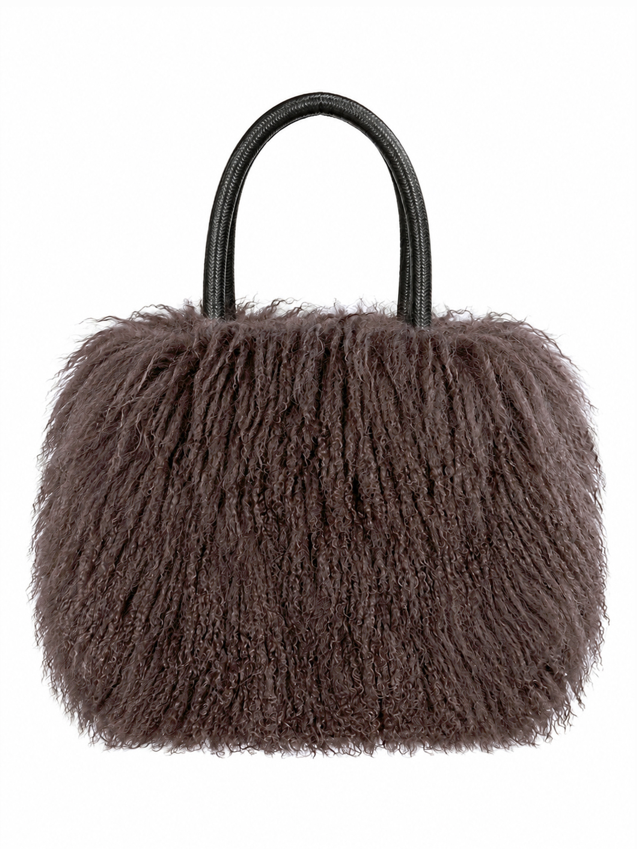 Stylische Felltasche aus Tibetlamm braun