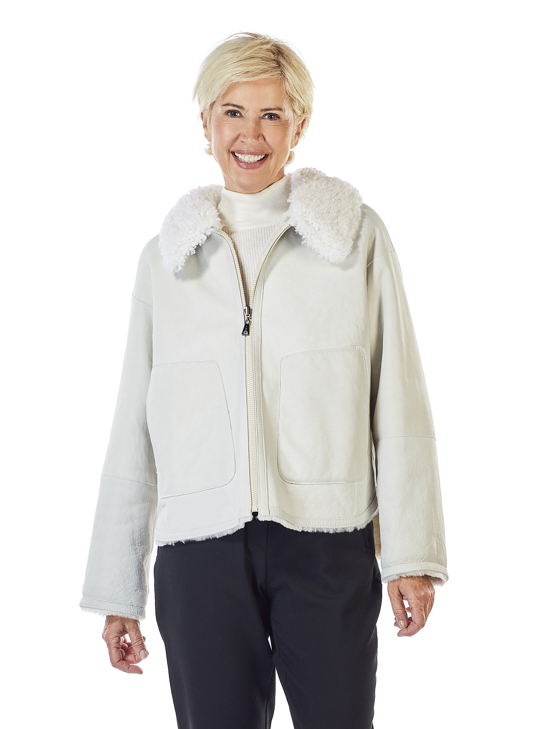 Weiße Lammfell-Wendejacke von Werner Christ