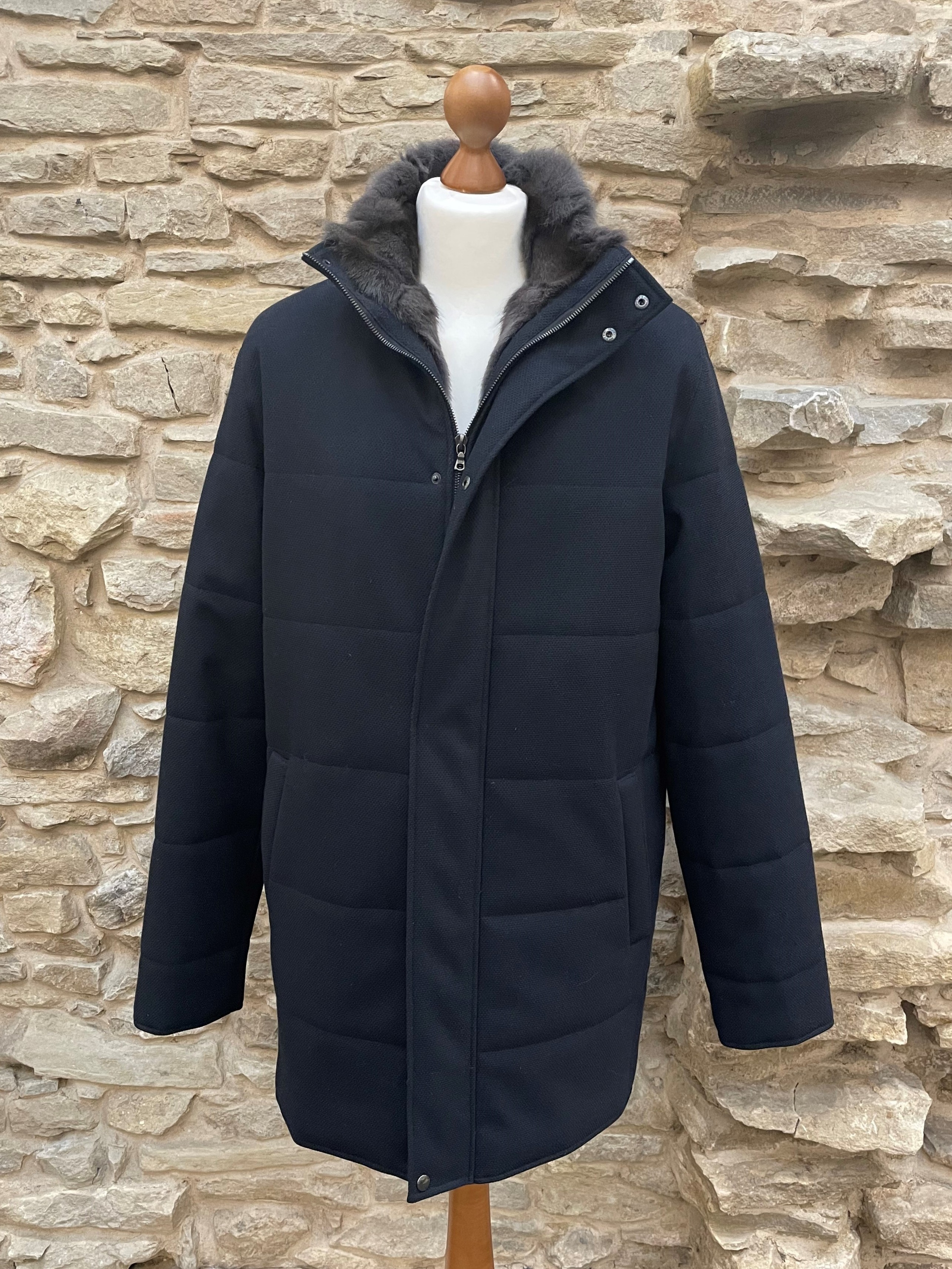 Herrern-Stoffjacke mit Fehfutter