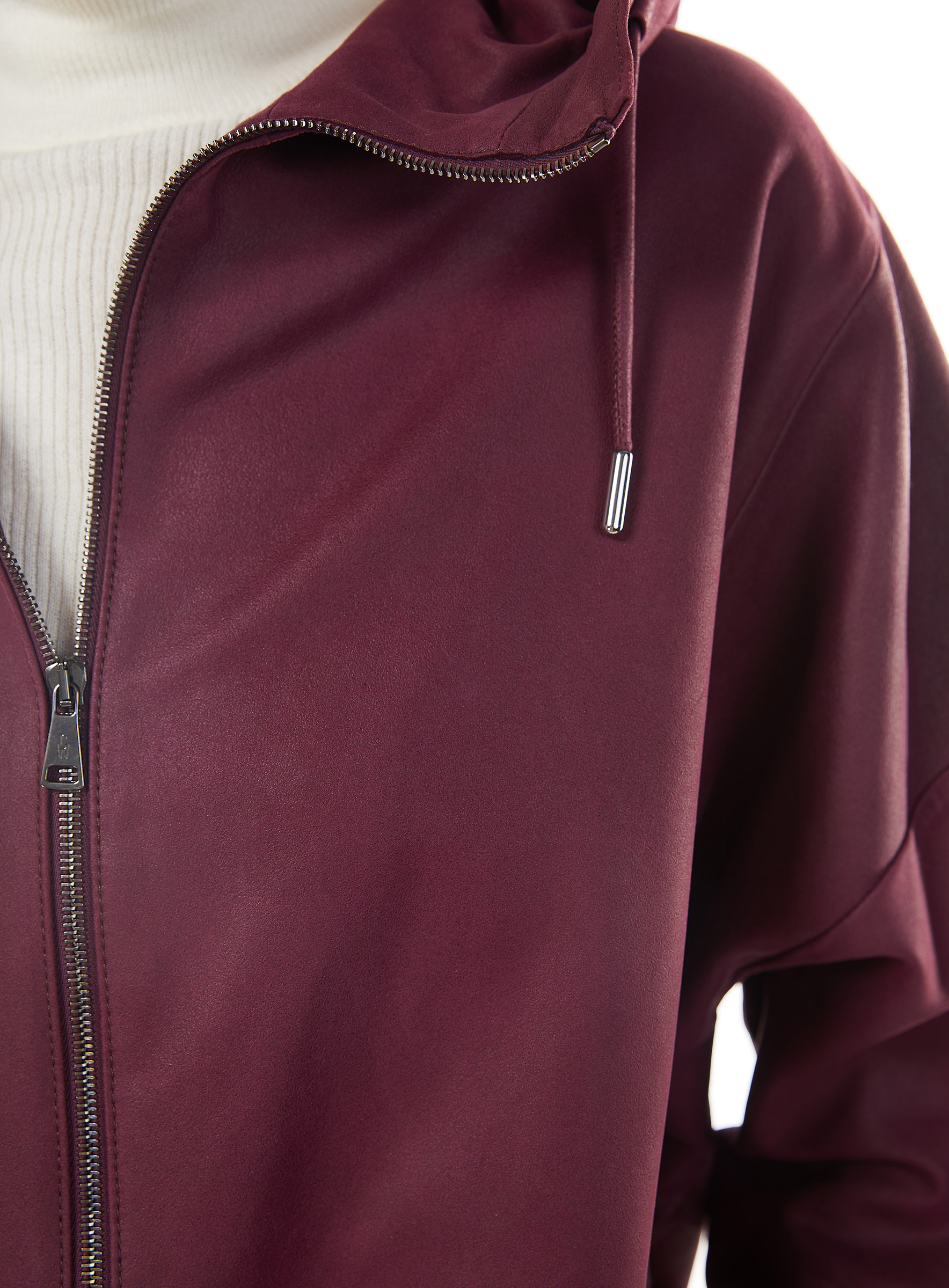 Womens Leather Jacket in Aubergine Pink/Purple by Werner Christ