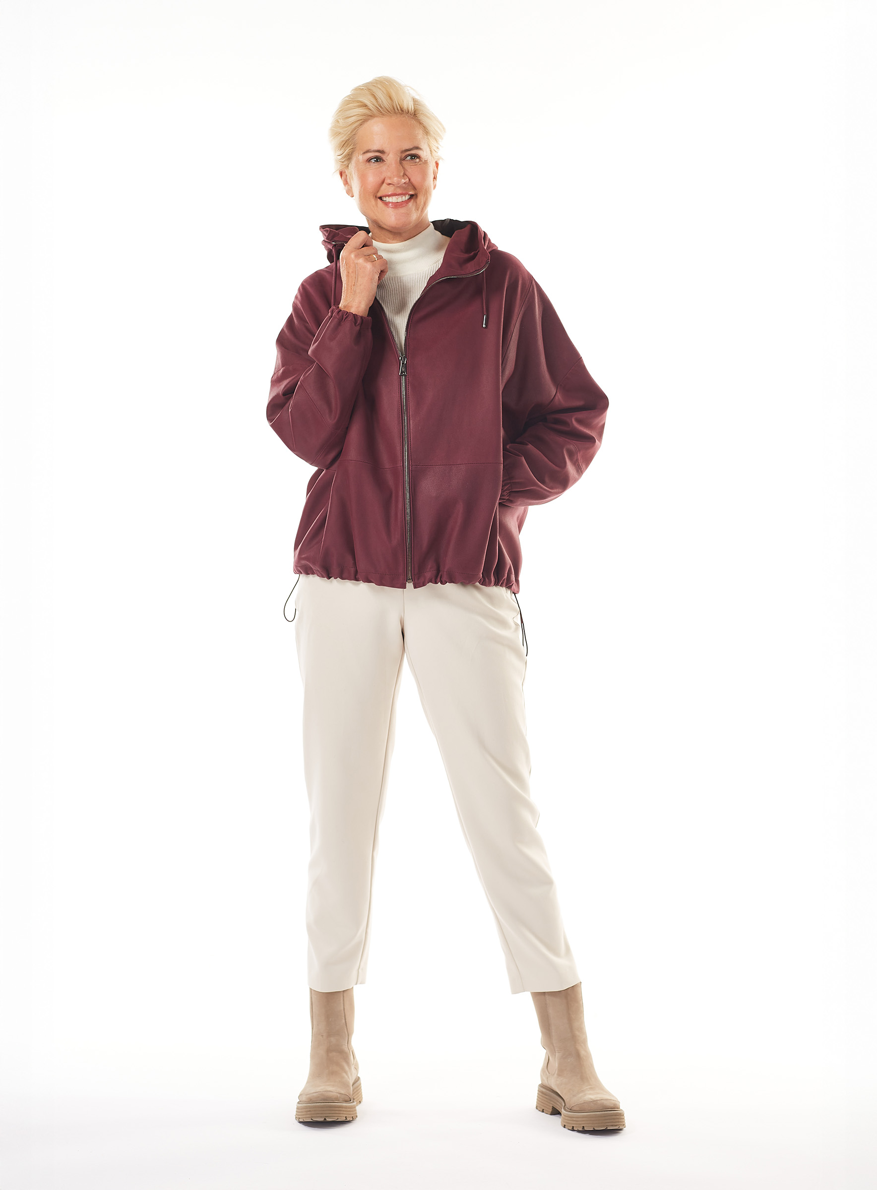 Womens Leather Jacket in Aubergine Pink/Purple by Werner Christ