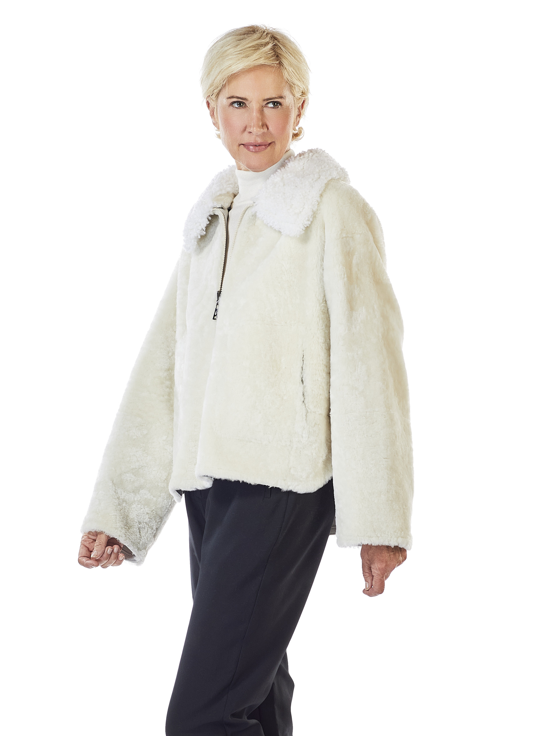 Weiße Lammfell-Wendejacke von Werner Christ