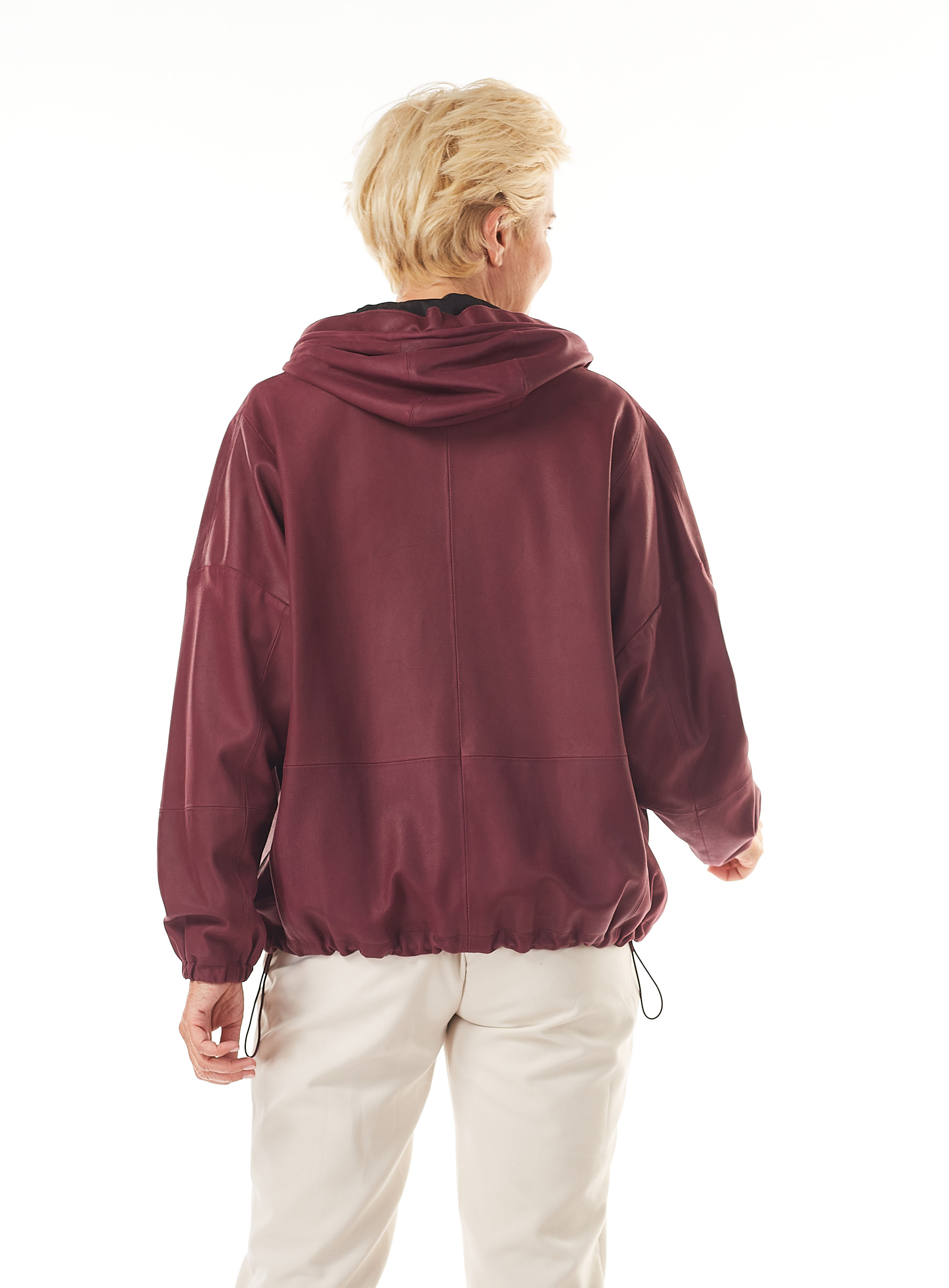 Womens Leather Jacket in Aubergine Pink/Purple by Werner Christ