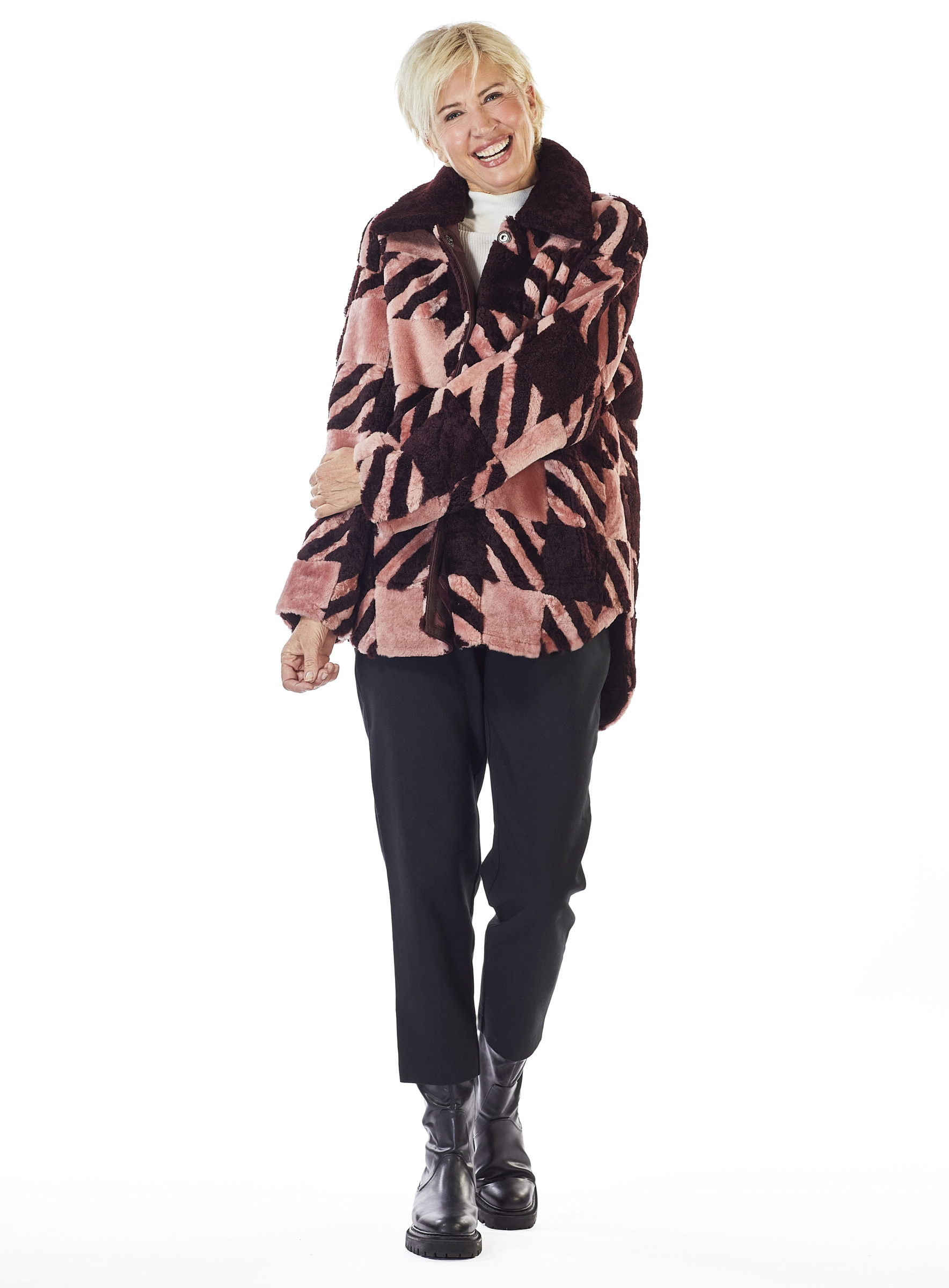 Lammfell-Wendejacke von Werner Christ bordeaux