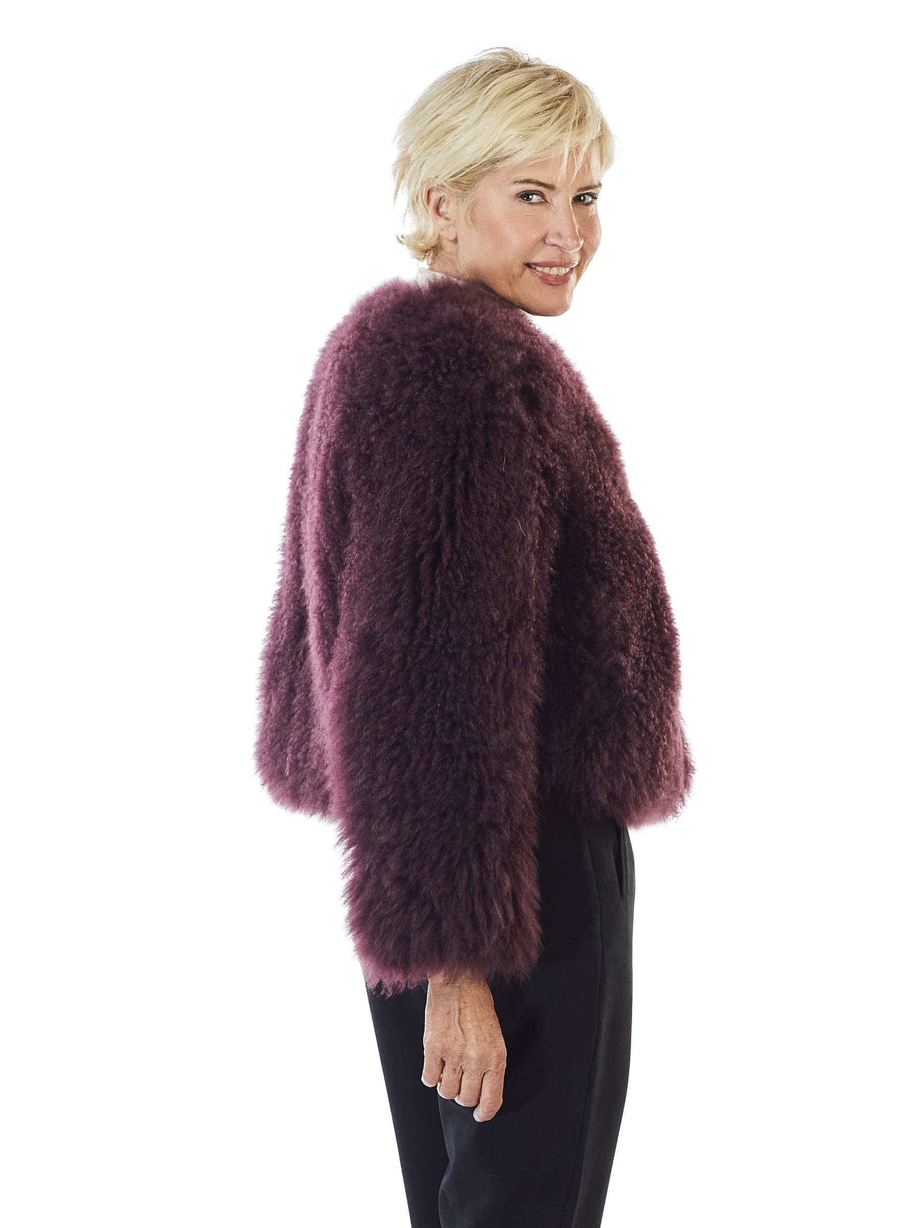 Cashmere-Ziegenfelljacke in Bordeaux