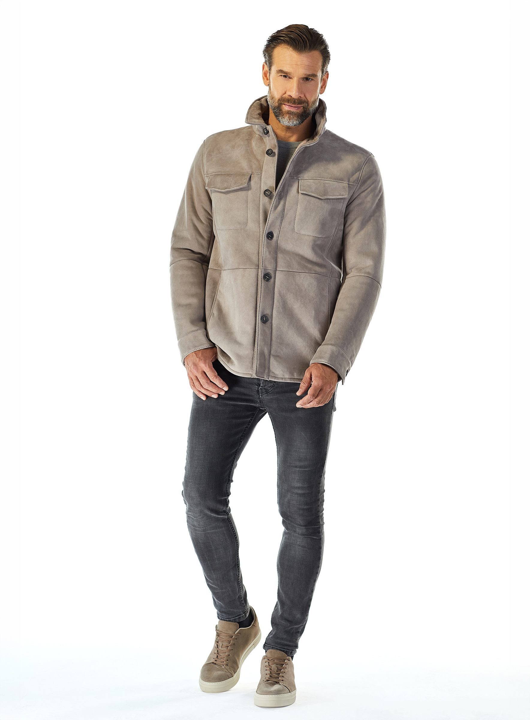 Lammfell Jacke in Hemdform Werner Christ stein