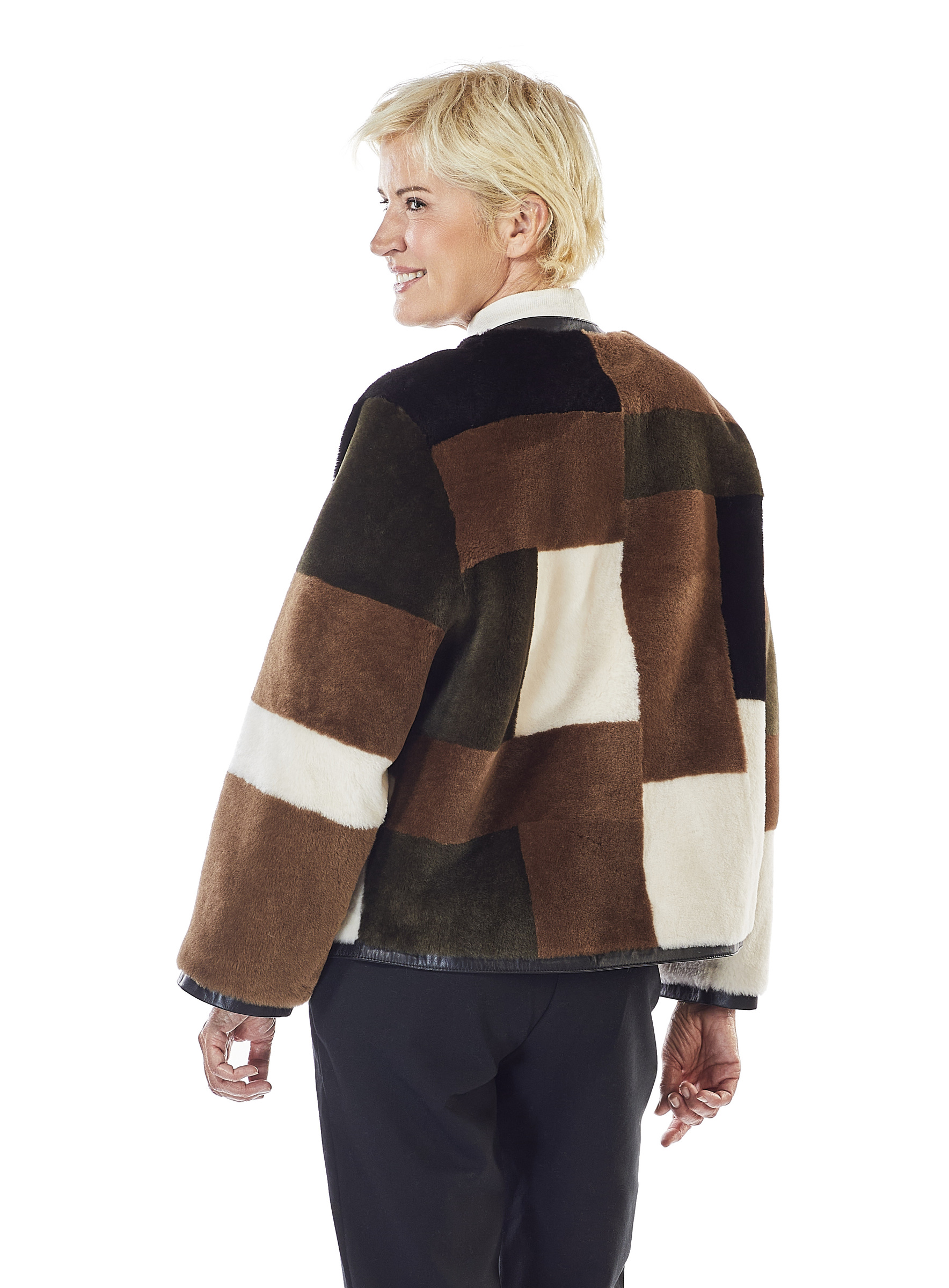 Lammfell-Wendejacke von Manzoni 24 in modischer Patchwork-Verarbeitung