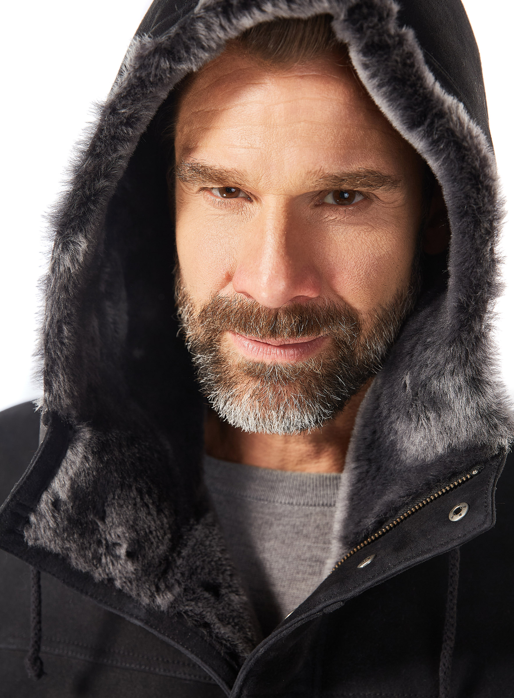 Merino Lammfell Herren Parka schwarz brisa