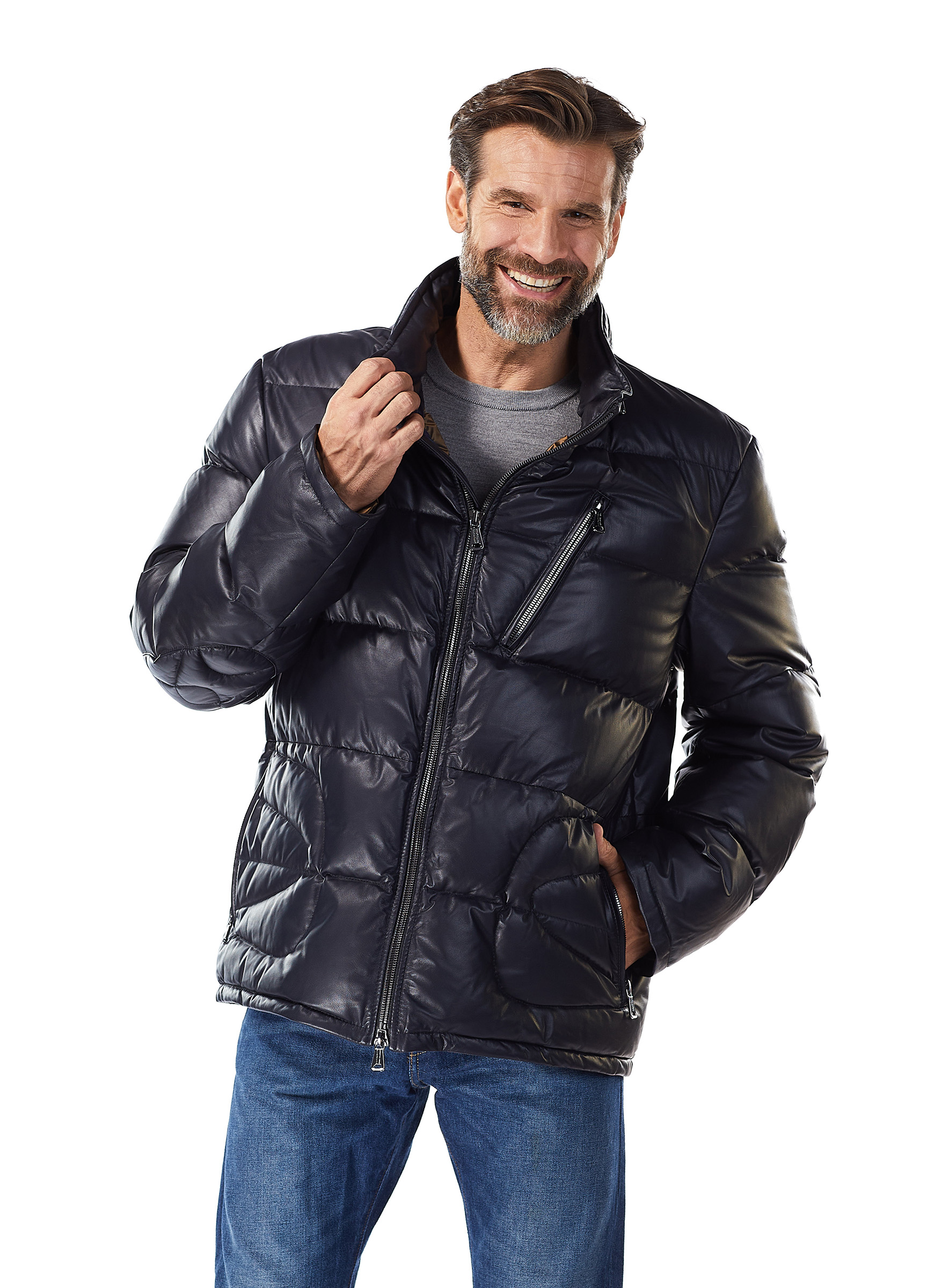 Lammleder Jacke Brooklands marine Heinz Bauer